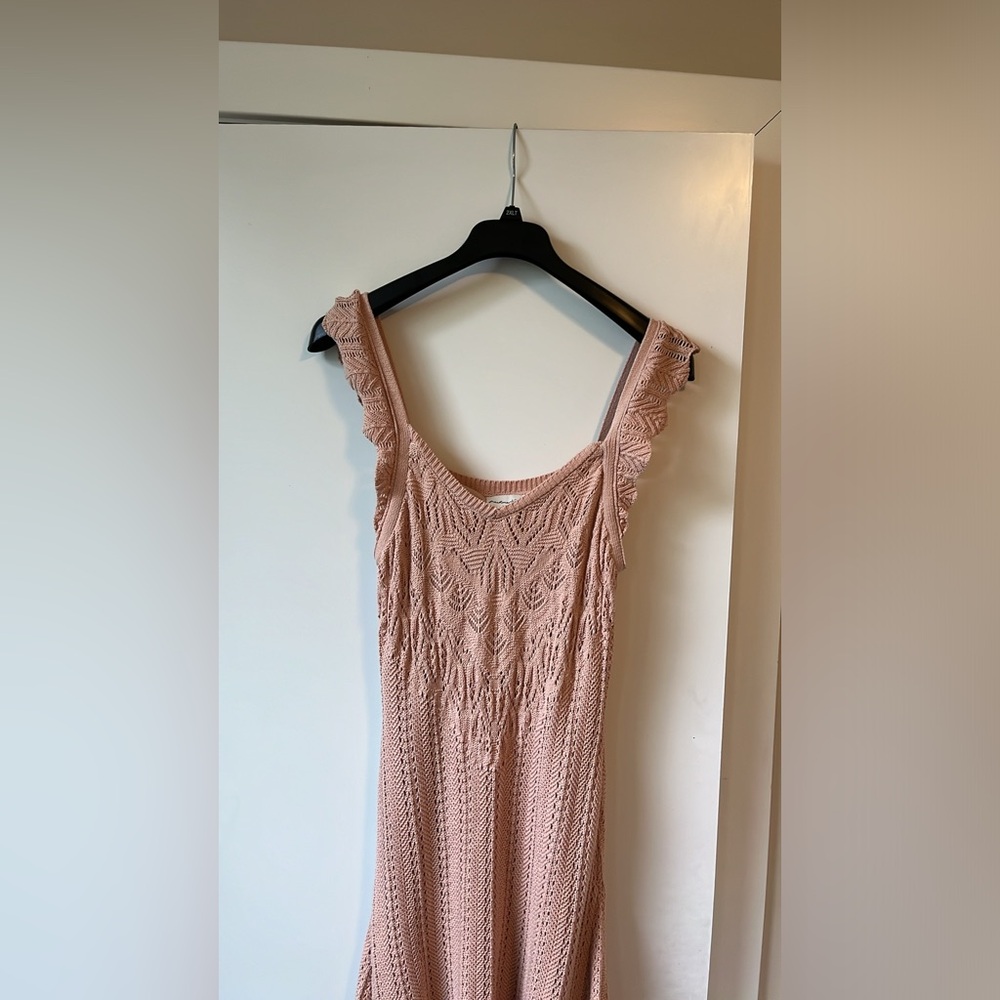Freshman 1996‎ dusty rose knit sleeveless sweater dress midi XL New.
